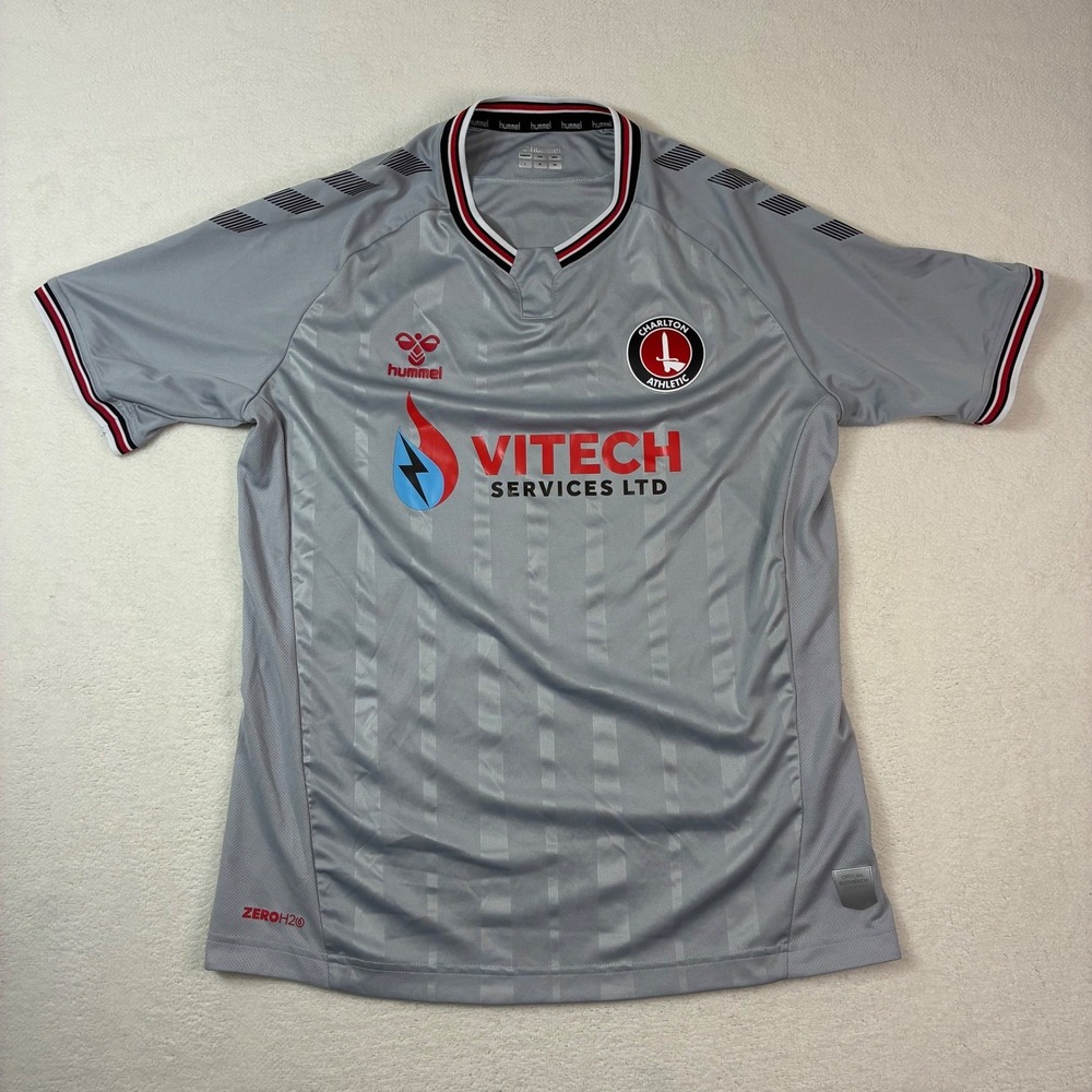 Hummel Charlton Athletic FC Soccer Jersey Mens Medium Gray Away 2020 2021 Vitech